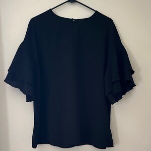 Chic Black Ruffle Sleeve Blouse